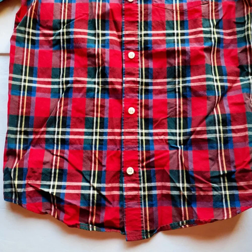 Gap Boys Shirt Button Down Red Plaid Long Sleeve Christmas Holiday XL 12
